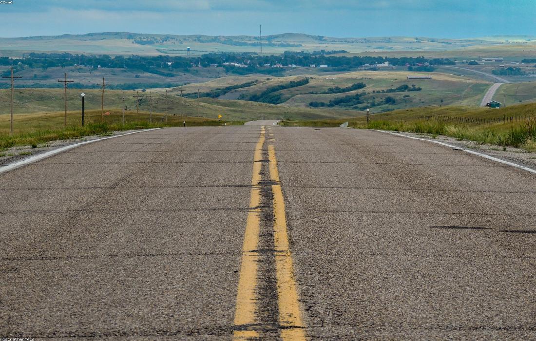 Open road at dusk
